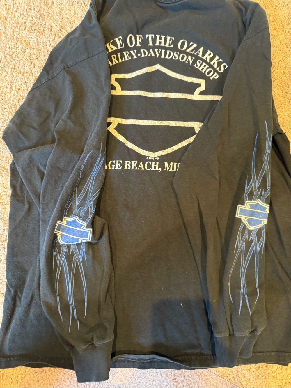 Y2K 2005 Harley-Davidson Missouri Black Long-Sleeve Tee Graphic Sz Large - Picture 10 of 10